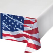 USA Waving Flag Border Print Plastic Tablecover (137cm x 259cm) Pk 1