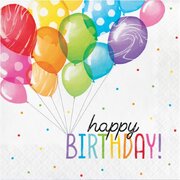 Balloon Bash Happy Birthday 2 Ply Lunch Napkins (Pk 16)
