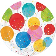 Confetti Balloons Paper Party Plates 22cm Pack of 8 | Colourful Birthday Plates