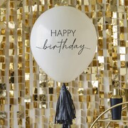Ginger Ray Happy Birthday 60cm Balloon with Black Tassel Tail