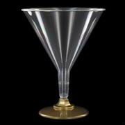 Plastic Cocktail Glasses - 220ml Gold Base Pk 10 