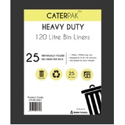 Heavy Duty Black Plastic 120L Garbage Bags (Pk 25)