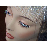Black and Silver Tinsel Eyelashes with Diamantes (1 Pair)