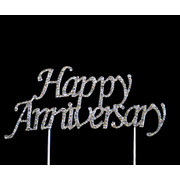 Happy Anniversary Diamante Cake Topper Decoration Pk 1