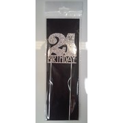 21st Birthday Diamante Cake Topper Decoration (6cm) Pk 1