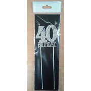 40th Birthday Diamante Cake Topper Decoration (6cm) Pk 1