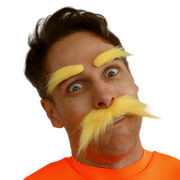 Yellow Bushy Eyebrows & Fluffy Moustache Set | Adult & Kids Costume Facial Hair