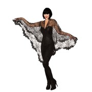 Adult Black Bat Poncho with Spiderwebs (One Size) Pk 1