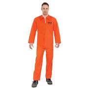Adult Orange Jailbird Prisoner Jumpsuit Costume Mens Standard Size