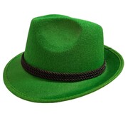 Green Oktoberfest Hat with Black Braid - Adult German Bavarian Costume Hat