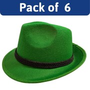 Green Oktoberfest Hat with Black Braid Pack of 6 - Adult German Bavarian Costume Hats