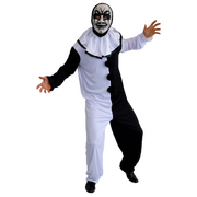 Adult Terrifying Clown Halloween Costume Plus Size Jumpsuit & Collar
