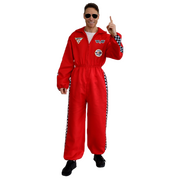Adult Red Unisex Racing Driver Jumpsuit Costume - Men's Small