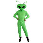 Adult Green Alien Martian Jumpsuit Costume with Headpiece - Mens Standard