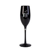18th Birthday Black Luxe Champagne Flute | Rhinestone 18th Birthday Celebration Glass