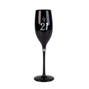 21st Birthday Black Luxe Champagne Flute | Rhinestone 21st Birthday Celebration Glass
