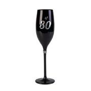 30th Birthday Black Luxe Champagne Flute | Rhinestone 30th Birthday Celebration Glass