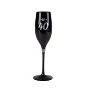 40th Birthday Black Luxe Champagne Flute | Rhinestone 40th Birthday Celebration Glass