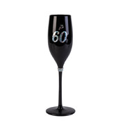 60th Birthday Black Luxe Champagne Flute | Rhinestone 60th Birthday Celebration Glass