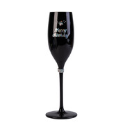Happy Birthday Black Luxe Champagne Flute | Rhinestone Birthday Celebration Glass