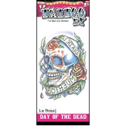 Day of the Dead La Rosa Skull Temporary Tattoo (Pk 1)