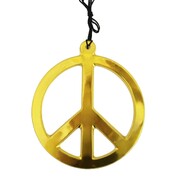 Jumbo Gold Plastic Peace Sign Necklace