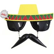 Novelty Mexican Sombrero Glasses with Hanging Moustache 