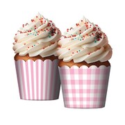 Pink & White Paper Cupcake Baking Cups Assorted Pk 12