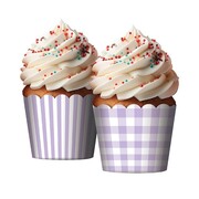 Purple & White Paper Cupcake Baking Cups Assorted Pk 12