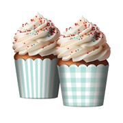 Green & White Paper Cupcake Baking Cups Assorted Pk 12