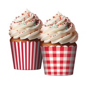 Red & White Paper Cupcake Baking Cups Assorted Pk 12