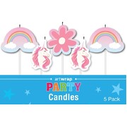 Unicorns & Rainbows Party Cake Candles Pk 5