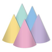 Pastel Party Cone Hats Assorted Colours Pk 8