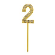 Gold Diamante Number 2 Two Cake Topper