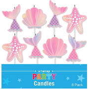 Mermaid Party Cake Candles Pk 8