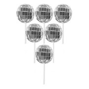 Disco Ball Cupcake Toppers Pk 6