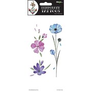 Adult Blue Purple Flowers Temporary Tattoo 1 Sheet
