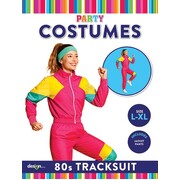 Women's 1980s Shell Suit Costume | Pink Retro Tracksuit Size L/XL