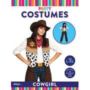 Women's Cowgirl Costume Set | Vest, Chaps, Hat & Bandana | Large/Extra Large