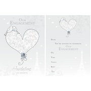 Engagement Party Filigree Heart Invitation Pad (Pk 20)