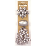 Silver Gift Bows & Ribbon Pack (Pk 3)