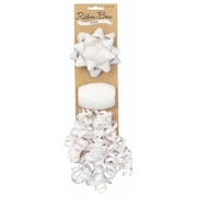 Matte White Gift Bows & Ribbon Pack (Pk 3)