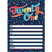 21st Birthday Party Blue Confetti Invitation Pad Pk 20