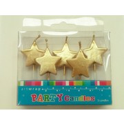 Gold Stars Party Candles Pk 5