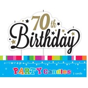 70th Birthday Black & Gold Large Party Candle Pk 1