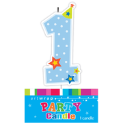 Blue Dots #1 Baby Boy Party Candle Pk 1