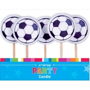 Soccer Ball Birthday Cake Candles on Picks 5 Pack | Football Cake Decorations