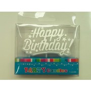 Formal Happy Birthday Silver Party Candle Pk 1