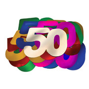 Number 50 Giant Foil Cutout Confetti Assorted Colours Pk 30 