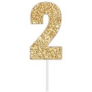 Gold Glitter Cake Topper Number 2 (8cm)
